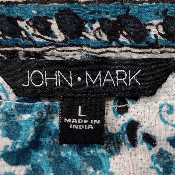 John Mark Embroidered Floral Tunic Top Women's L Blue Casual Cottagecore Peasant - Picture 12 of 12